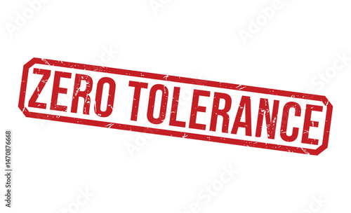 Distressed Red Zero Tolerance Rectangle Grunge on White Background