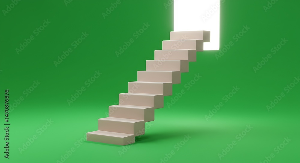 Obraz premium vector cartoon heavenly staircase leading up into light, spiritual ascension icon, centered on green screen 