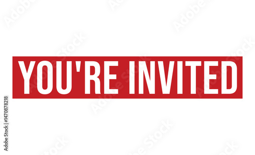 You're Invited White Bold Text on Red Background Isolated on White for Message