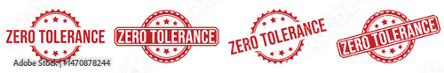 Zero Tolerance Stamps, Red Distressed Seals, Isolated with a Transparent Background