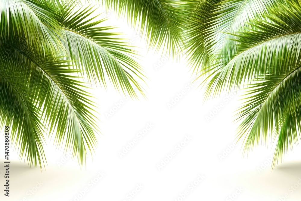 Naklejka premium Lush palm fronds against a bright background