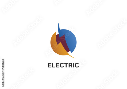 Modern Electric Logo with Lightning Bolt and Circle Design