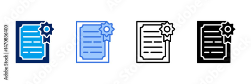 Certificate Icon Set Different Style Collection  