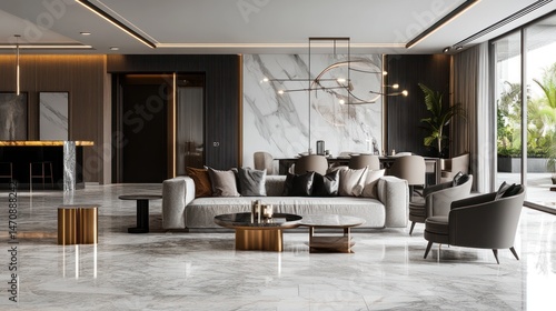Modern luxury living room with elegant furniture and decor