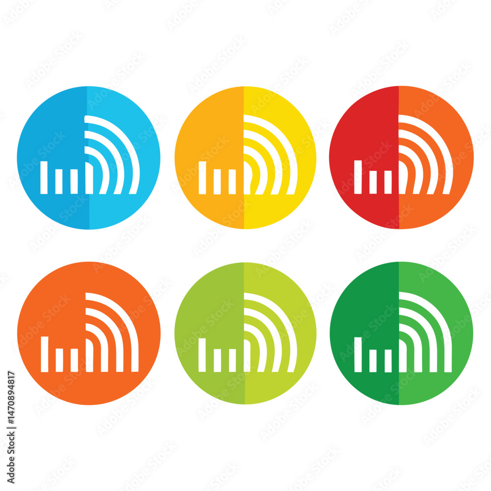 Six classic frequency arranged on white background Six classic frequency arranged on white background