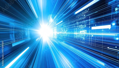 Wallpaper Mural High Speed Data Stream Tunnel Abstract Background Futuristic Technology Concept Torontodigital.ca