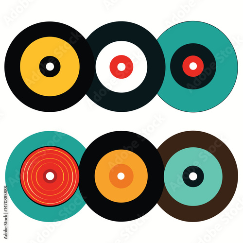 Six classic groove arranged on white background