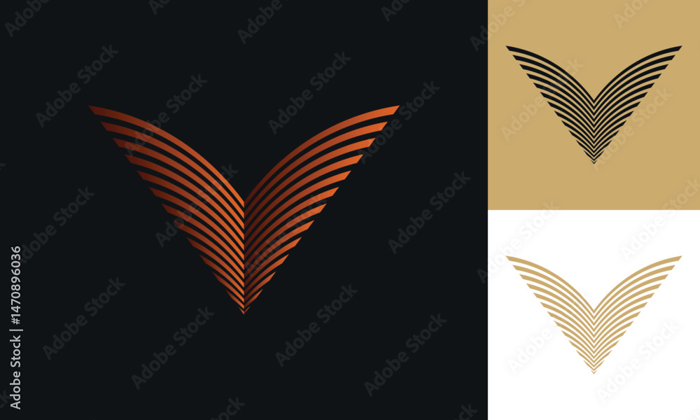 Naklejka premium Letter V wings monogram logo design
