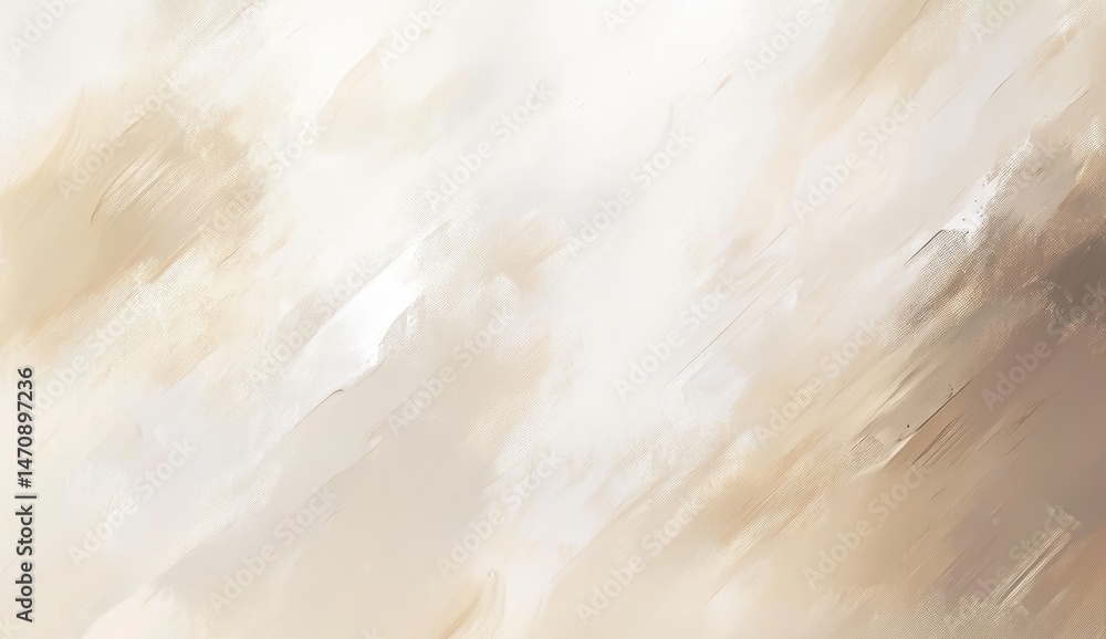 Obraz premium Abstract painted backdrop in muted beige and cream tones. Soft brushstrokes create a textured, ethereal feel