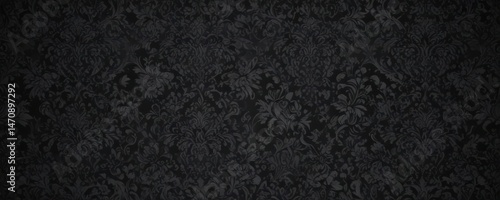 Intricate black damask wallpaper, seamless gothic floral vines , background, art