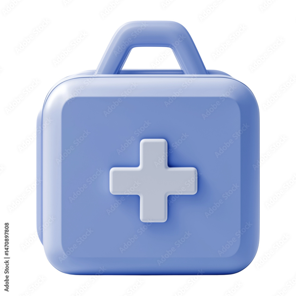 Fototapeta premium 3D First Aid Kit Icon for Medical Emergency and Healthcare Assistance