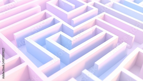 Wallpaper Mural Abstract Pastel Colored 3D Maze Pattern Complex Labyrinth Design for Backgrounds Torontodigital.ca