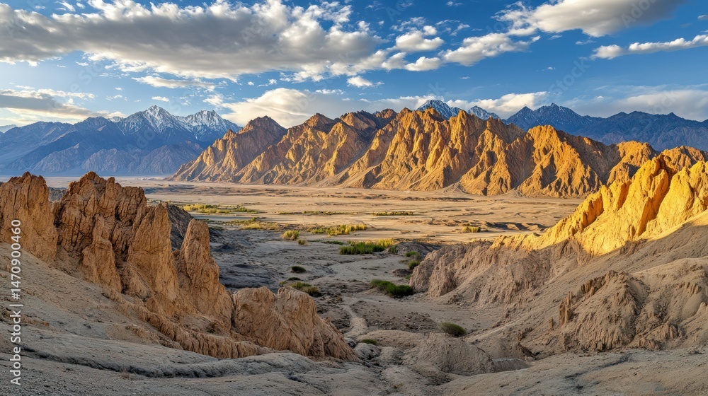 Fototapeta premium A stunning landscape of mountains and a vast desert valley