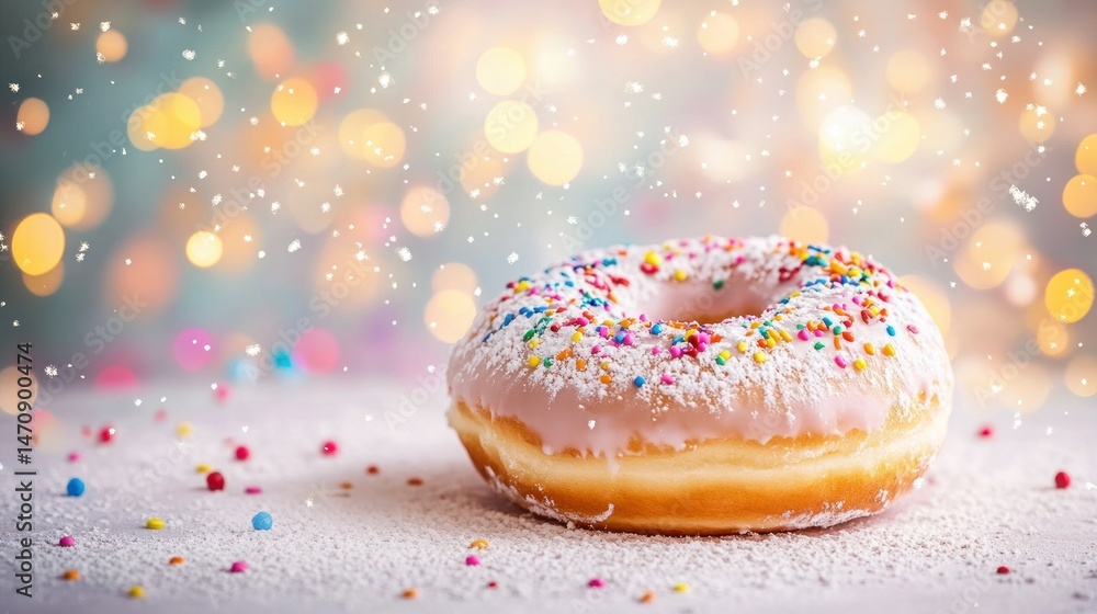 A delicious and colorful donut is beautifully presented in detail A delicious and colorful donut is beautifully presented in detail