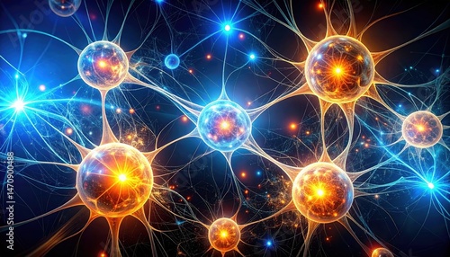 Microscopic View of Interconnected Neurons Nerve Cells Network Communicating Brain Cells