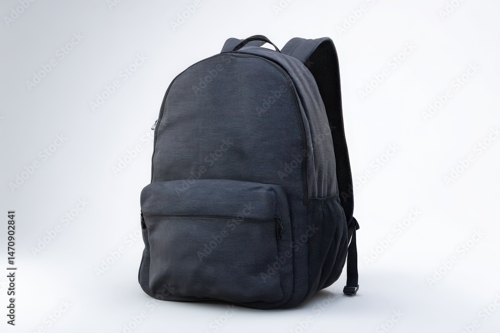 Fototapeta premium Dark gray backpack on white background. Perfect for travel or school.