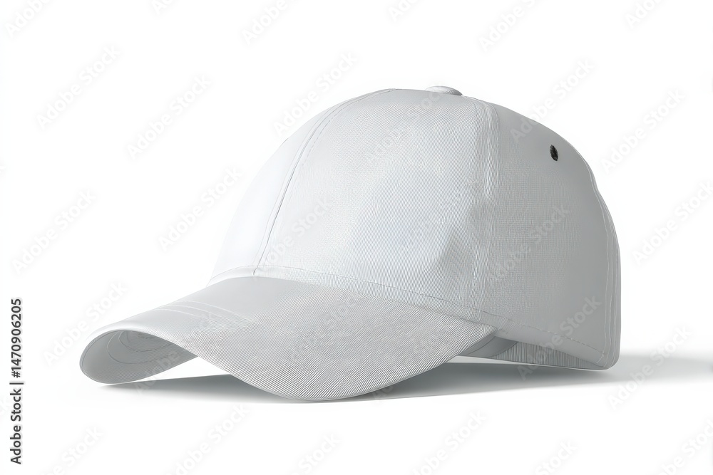 Fototapeta premium Blank white baseball cap, perfect for customization. Clean and simple design.