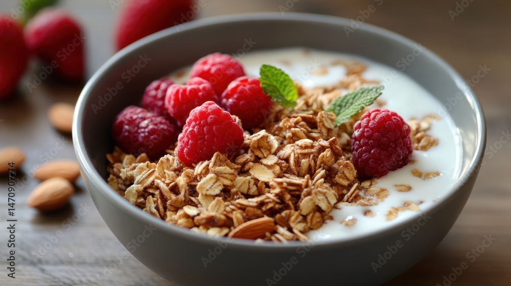 Healthy breakfast bowl with yogurt, granola, and berries. Healthy breakfast bowl with yogurt, granola, and berries.