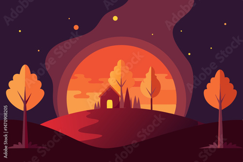 vector illustration of an autumn forest