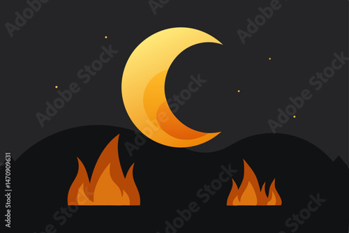 vector illustration of a halloween night