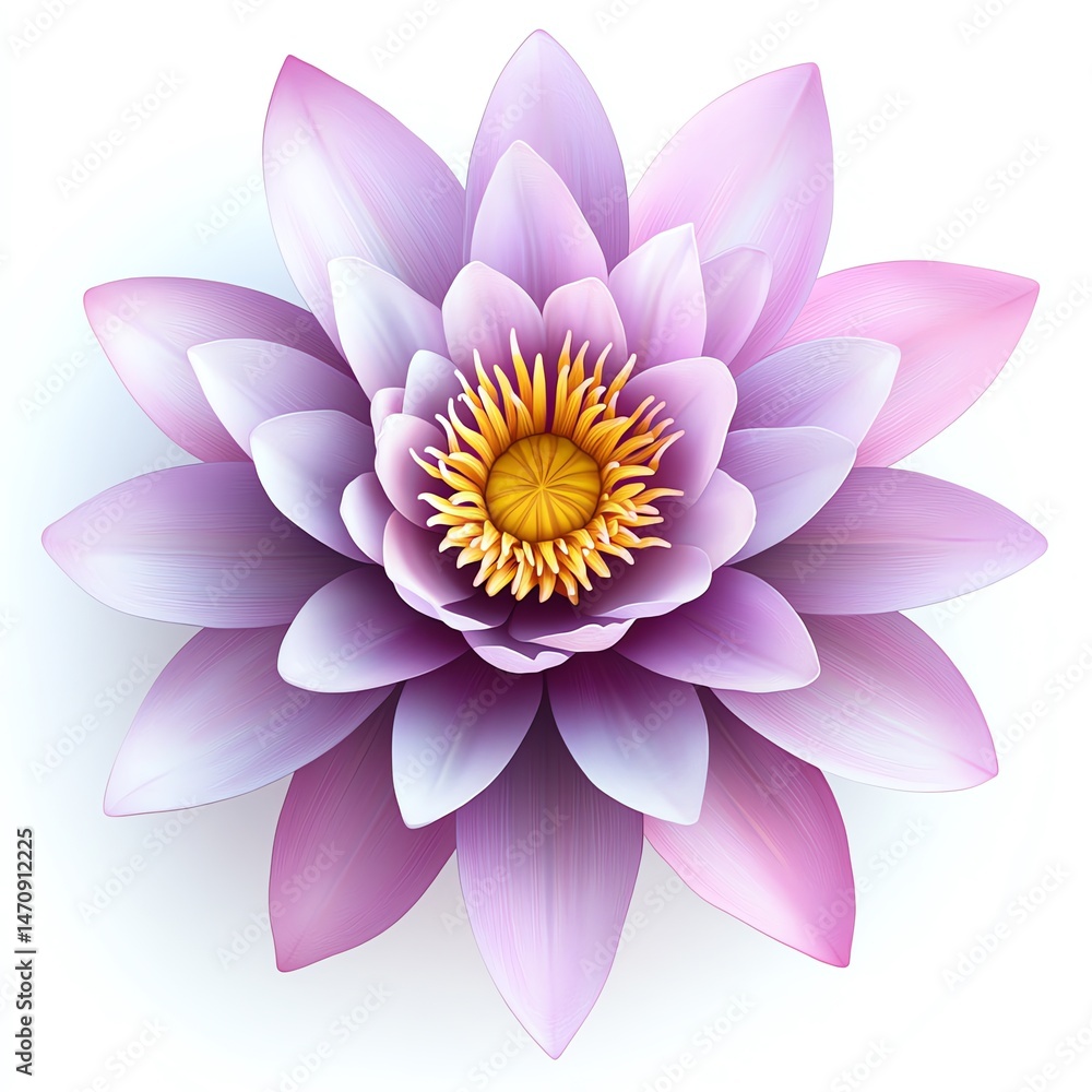 Obraz premium Serene Water Lily in Full Bloom, Delicate Petals Unfurling, Vibrant Yellow Center