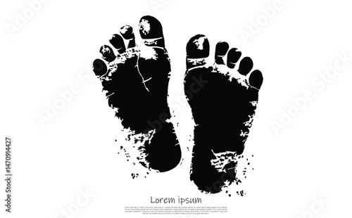 Footprints Silhouette on Transparent Background, Abstract Footprints, Black