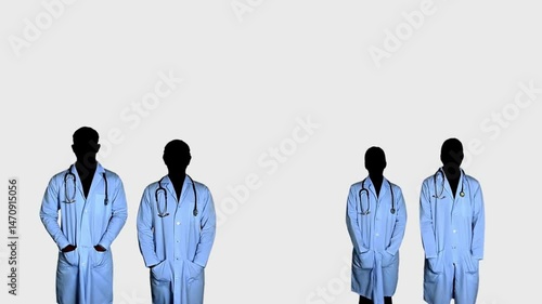 Wallpaper Mural group portrait of four indian asian young doctors in white background Torontodigital.ca