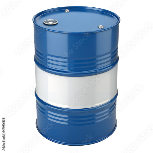 Blue Metal Drum: A sleek, blue, industrial metal drum with a white band stands tall, showcasing its practical and robust design.