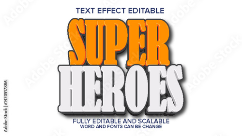 text effect super heroes vector editable