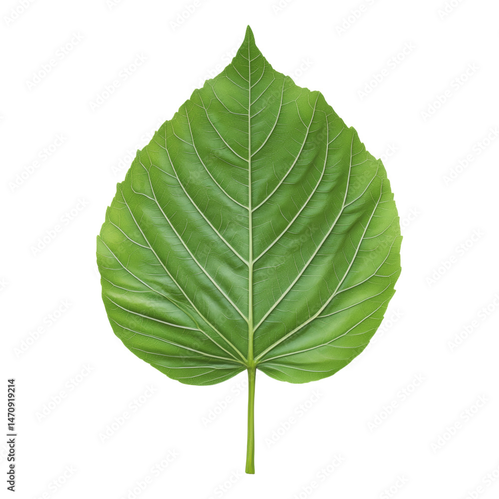 Obraz premium Large Green Leaf with Intricate Veins on a Transparent Isolated on transparent background