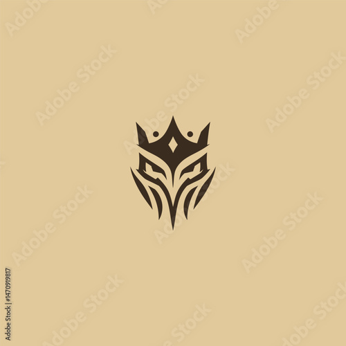 Abstract king logo in modern and powerful illustration style.