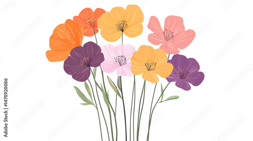 Fototapeta premium Colorful Flower Arrangement on Transparent Background