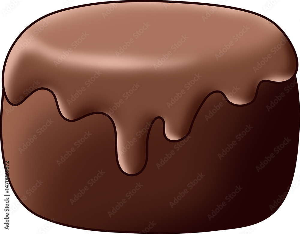 A bite of dark chocolate with choco syrup dripping down it A bite of dark chocolate with choco syrup dripping down it