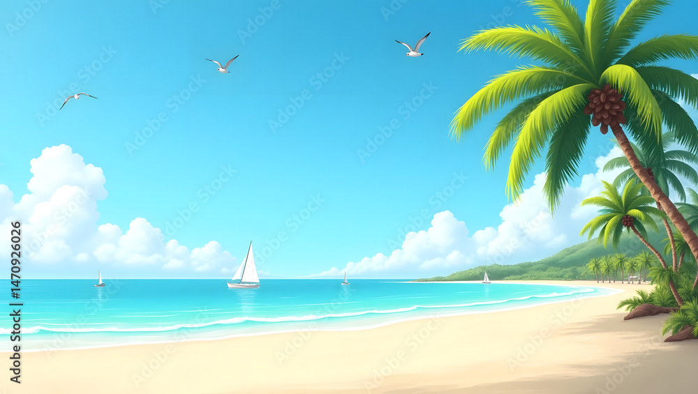 Obraz premium tropical beach with palm trees