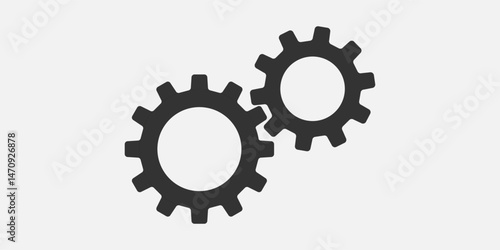 Metal gears and cogs vector. Gear icon flat design. Mechanism wheels logo. Cogwheel concept template.