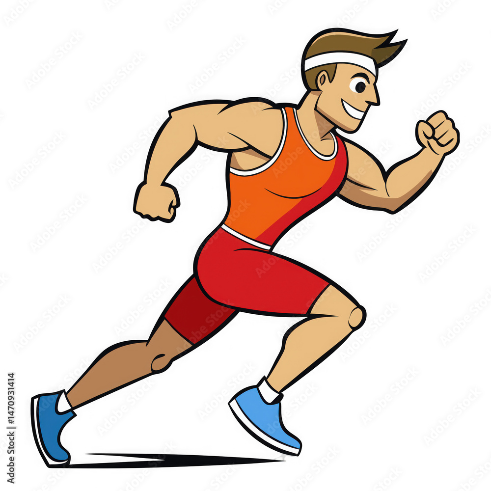 Fast athlete running profile view on white background Fast athlete running profile view on white background
