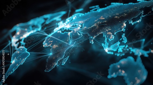 Global network connections showcase international communications and digital transformation