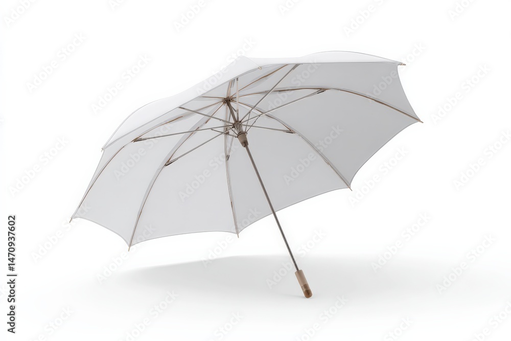 Obraz premium White umbrella on white background. Minimalist design.