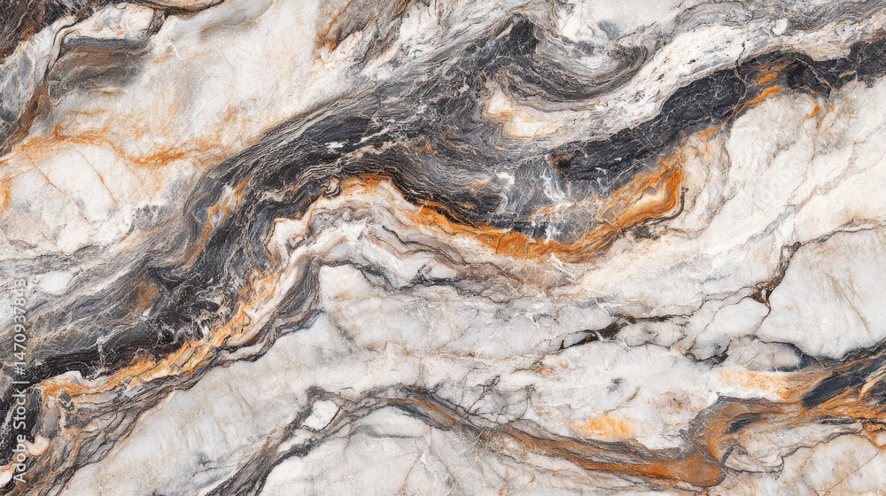 Marble Texture with Grey, Black, Orange, and White Veins Marble Texture with Grey, Black, Orange, and White Veins