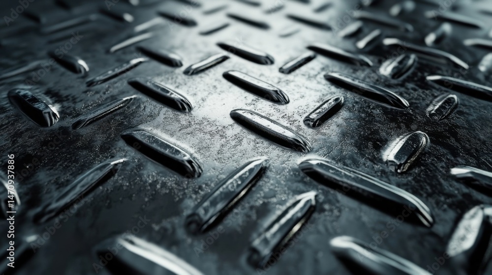 Metal Diamond Plate Pattern Close-Up Metal Diamond Plate Pattern Close-Up