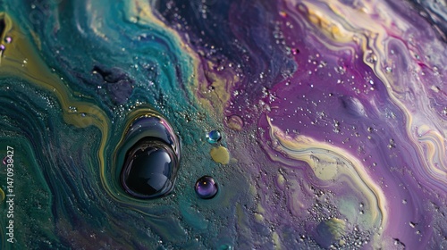 Multicolor Liquid Surface with Droplets