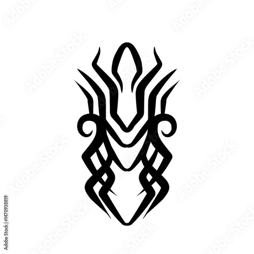 Abstract design featuring intricate patterns and shapes in a monochromatic color scheme