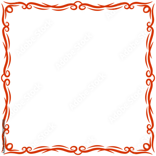Decorative red border design featuring intricate swirling patterns, suitable for invitations or artwork