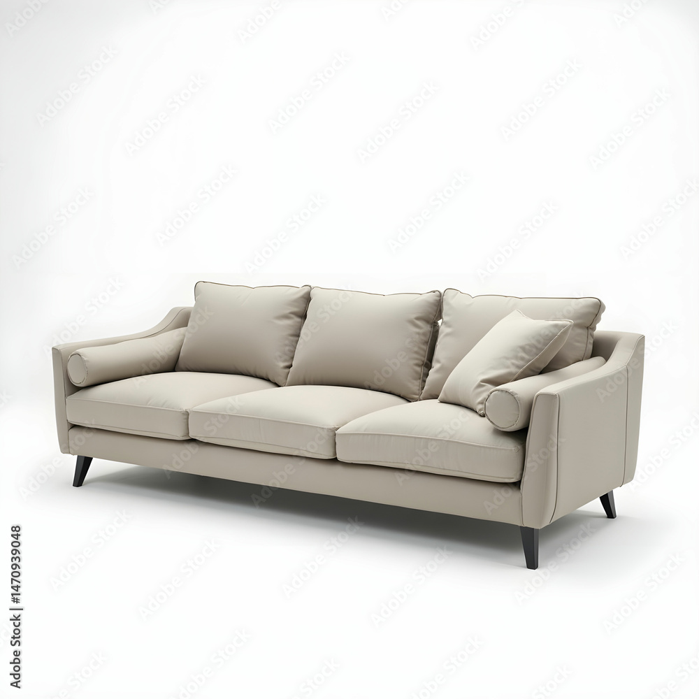 Fototapeta premium A deep-seated 3-seater sofa featuring oversized armrest.