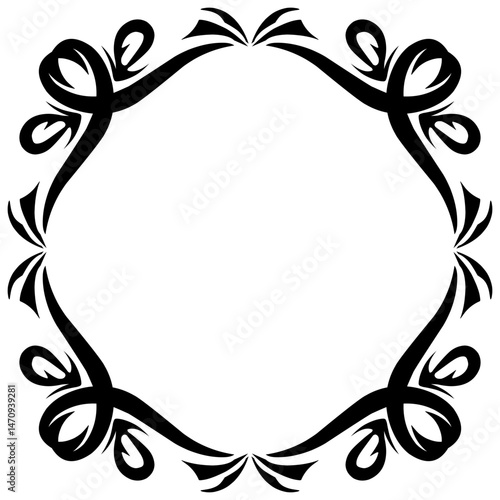 Elegant black ribbon frame design with intricate bows, suitable for invitations or decorative use