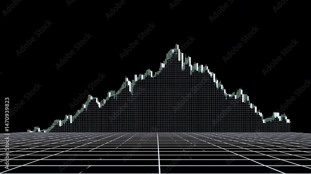 Naklejka premium Crypto Mountain Bitcoin Price Surge with Digital Asset Graph.