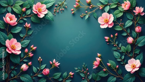 Wallpaper Mural Delicate small blooms, repeating vine pattern, design, decoration Torontodigital.ca