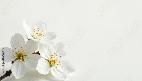 Delicate white blossoms against pure white backdrop, backdrop, plant, summer