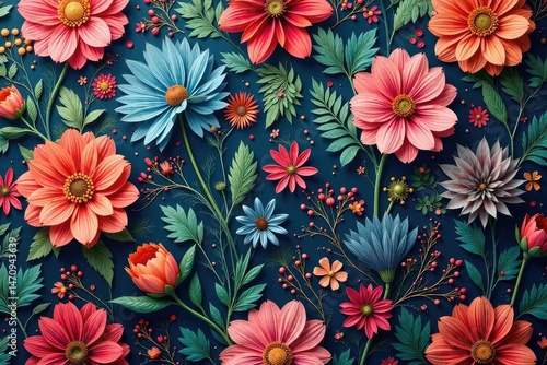 Intricate floral pattern on seamless wallpaper, home, background texture