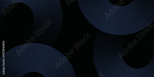 Blue abstract background with glowing circles. Swirl circular lines pattern. Geometric spiral. Twirl element. Modern graphic desi